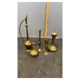 5 Small Brass Vases