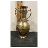 Korean brass vase /urn with handles  9? tall
