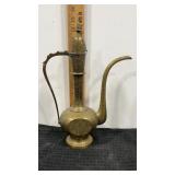 Brass tea pot/coffee pot with etching in floral