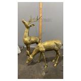 2 Brass Deer Statues, Buck 20" & Doe 10"