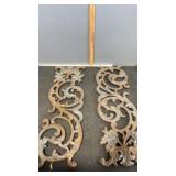 2 Cast Iron Floral/Vine Pieces 27" x 9" x 1"