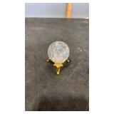 Clear Glass Sphere with Brass? Stand 2" x 2" x