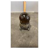Polished Black Obsidian? Sphere with Metal Stand