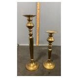 2 Brass Candle Holders, 11", 14.5"