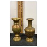 2 brass 6.5" tall bud vases  made in India