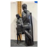 African carved wood sculpture of a family and
