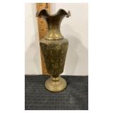 Ornate etched brass floral flower botanical vase