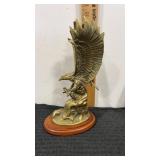 Solid brass  10.5" eagle statue on wooden base