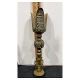 Ornate Brass pillar candleholder 15" tall