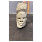 Carved Stone Face Rock 2.5" x 2.5" x 5.5"
