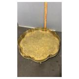 Brass serving tray with scalloped edges  20 x