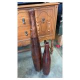 Pair of wooden floor vases  36.5" and 24"