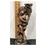Bronze  cherub statue/ candle holder 13" tall