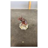 Glass French Bulldog on Clear Glass Base 2" x 2"
