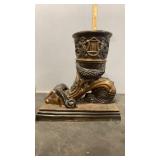Maitland Smith Bronze Rams Head Cornucopia Vase