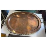 Cooper and brass tray with handles  30" x 19"