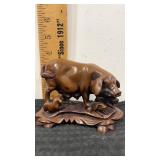 Mother pig and piglets Brown Resin figurine  5"