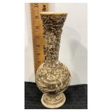 Sculpted ivory  imitation resin Asian vase 9"