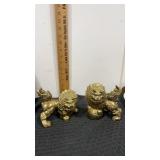 Pair of brass Chinese foo dog figures