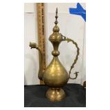 Etched solid brass teapot 20" tall