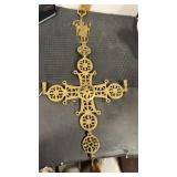 Large  27.5" brass Byzantine wall cross candle