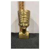 Brass Nefertiti bust 8" tall