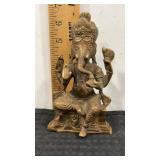 Brass statue of Ganesha 6" tall