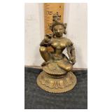 5.5" tall brass statue of Lakshmi the Hindu