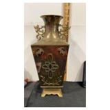 Large 21.5" high Asian brass vase  piece ontop is