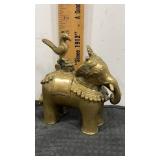 Brass elephant shaped ink pot  with bird figure