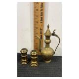 Brass tea pot/coffee pot with etching in floral
