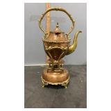 Copper and Brass Spirit Kettle on Stand with
