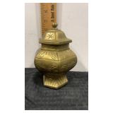 Brass etched ginger jar / urn  6.25" tall
