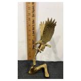 Brass Eagle on a tree branch   9.5" tall