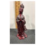 Hand crafted Red resin oriental figure  10.5"