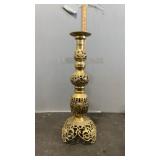 Brass Filigree Candlestick Holder Pillar 22.5"