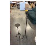 Pair of  wrought iron candleholders 45" and 25"