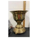 Large brass planter  16.5" tall x 13.5" wide