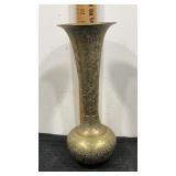 Brass vase etched floral leaf design  made in