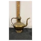 Brass teapot 9" tall   Handle and lid are not