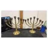 2. 7 arm brass candelabra  9.75" tall x  10.5"