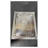 Unmarked Flower Etched Silver Plated Tray