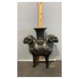 Chinese Bronze Ram Statue Vessel 14"