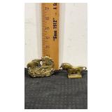 Brass dragon fish mini figure and  mini brass Ox