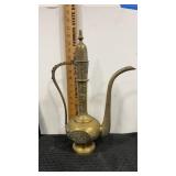 Hand carved brass hand carved tea pot 16" tall