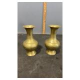 2 Unmarked Brass Vases 7.5"