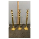 3 Brass 18.5" Candle Holders