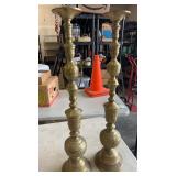 Pair of Brass candle  holders  28" tall