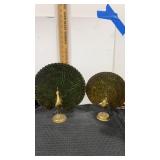 2 Brass peacocks