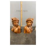 Pair of Hand Carved Wooden Bust of Filipino Women